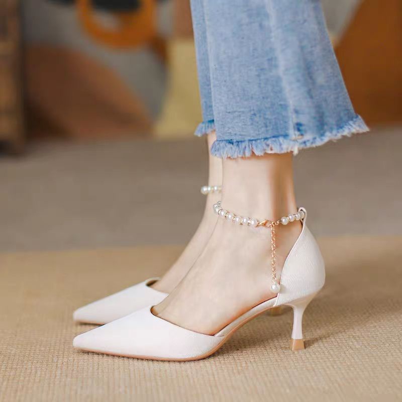 Giày Cao Gót Đế Phẳng Đính Ngọc Trai Nhân Tạo Phong Cách Thời Trang Pháp Hàng Mới Dành Cho Bạn Nữ