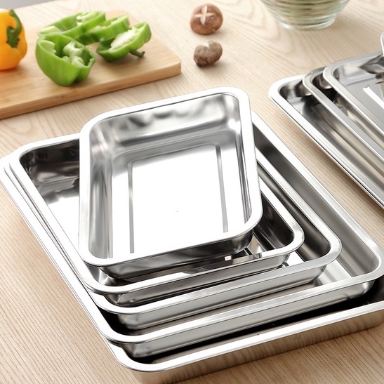 Khay inox cao cấp nhiều kích cỡ sâu 4.8cm sỉ lẻ