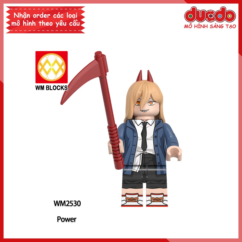 Minifigures nhân vật Quỷ Máy Cưa Chainsaw Man Denji Pochita - Đồ chơi Lắp ghép Xếp hình Mini Mô hình WM WM6159