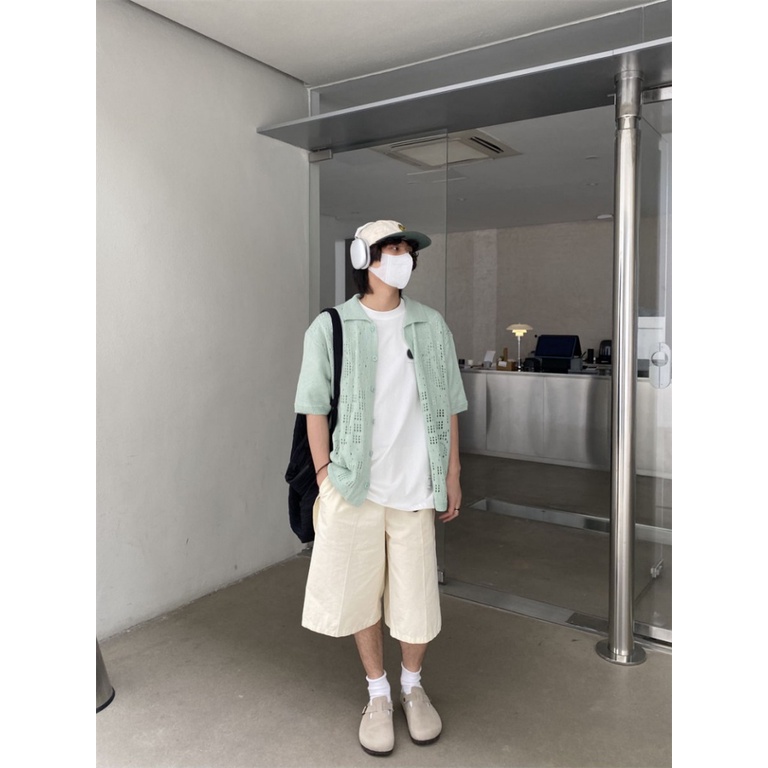 Áo Dệt Kim Tay Ngắn Dáng Rộng Phong Cách Retro Thời Trang Mùa Hè Dành Cho Nam Và Nữ