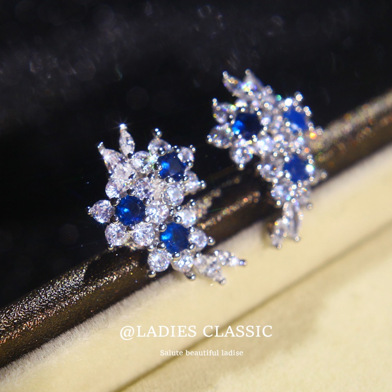 Khuyên Tai Đính Đá Sapphire Cao Cấp Thời Trang Dành Cho Nữ