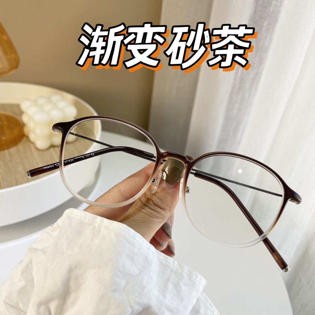 Mắt Kính Gọng Siêu Nhẹ Chống Bức Xạ Màu Nâu Phong Cách Hàn Quốc Thời Trang Mới Cho Nữ