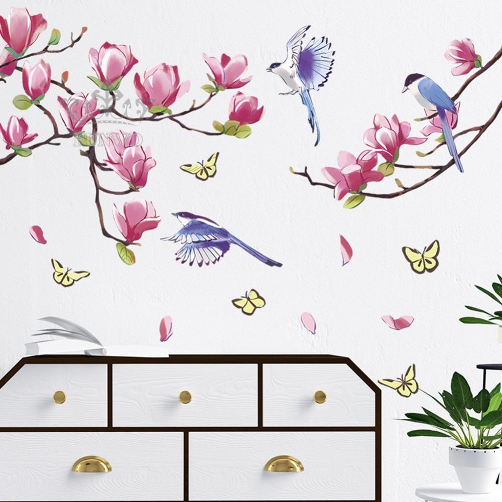 Miếng Dán Tường Trang Trí Hình Hoa Và Chim Tháo Rời Được Dành Cho Phòng Trẻ Em