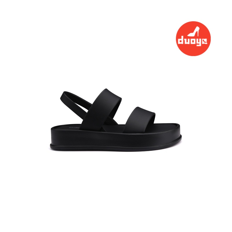 Duoya Tóc Thẳng ~ [Hàng Có Sẵn] Giày Sandal Mũi Tròn Phẳng Đế Dày Hở Ngón Có Dây Đeo Sau Lưng Cho Nữ Miễn Phí Vận Chuyển