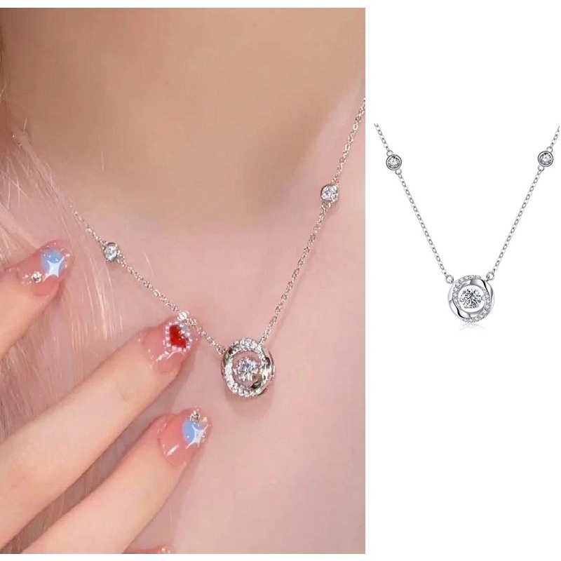 Vòng cổ Bạc 925 Mặt Nhịp Tim Ba Giây Ngọt Ngào Qixi