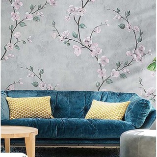 Combo 5-10 mét decal giấy dán tường nhành hoa cổ điển đậm khổ rộng 45cm, có sẵn keo