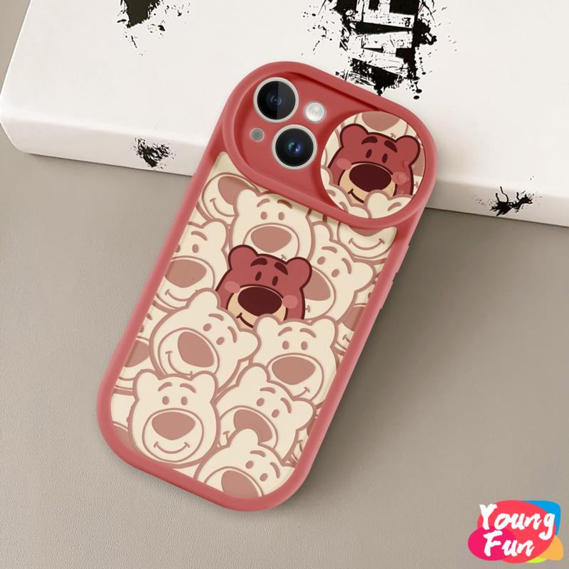 Ốp lưng Gấu dâu tây Trượt for iPhone 14 XR 13 11 12 Pro Max 8 7 6 6S Plus X Xs Max Se 2020 13 12 11
