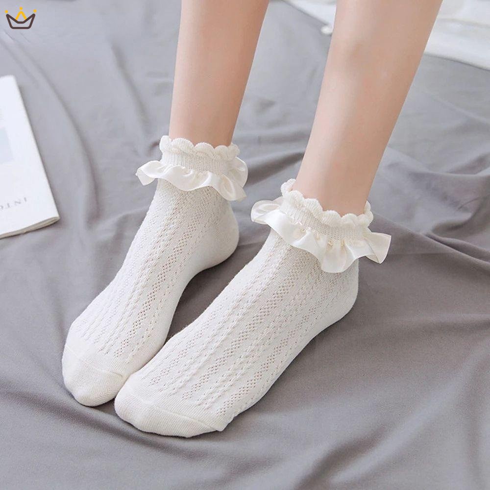 Vớ lolita Ngắn Đính Nơ Bằng Nylon Phối Bèo Họa Tiết Hoạt Hình Nhẹ Nhàng Sjhy0406Mm Cho Nữ