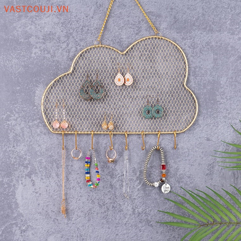 Móc Treo Bông Tai Gắn Tường Trang Trí Họa Tiết Kim Cương Sắp Xếp Gọn Gàng