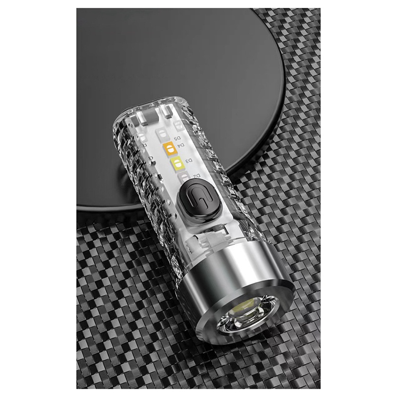 Móc Khóa Đèn Pin Mini Đa Năng Màu Đỏ Và Xanh Dương Có Thể Sạc Lại