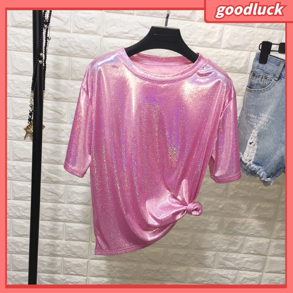 Áo Thun Tay Ngắn Cổ Tròn Màu Sắc Đơn Giản Cho Nữ