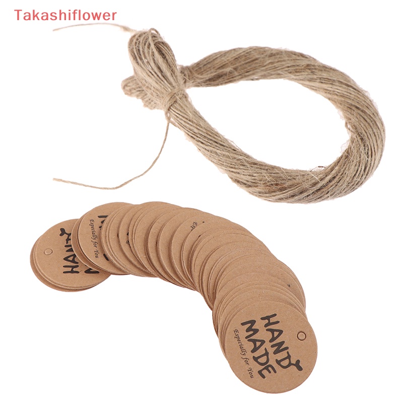 Set 100 Nhãn Giấy Kraft In Chữ Handmade Dùng Để Trang Trí Gói Quà