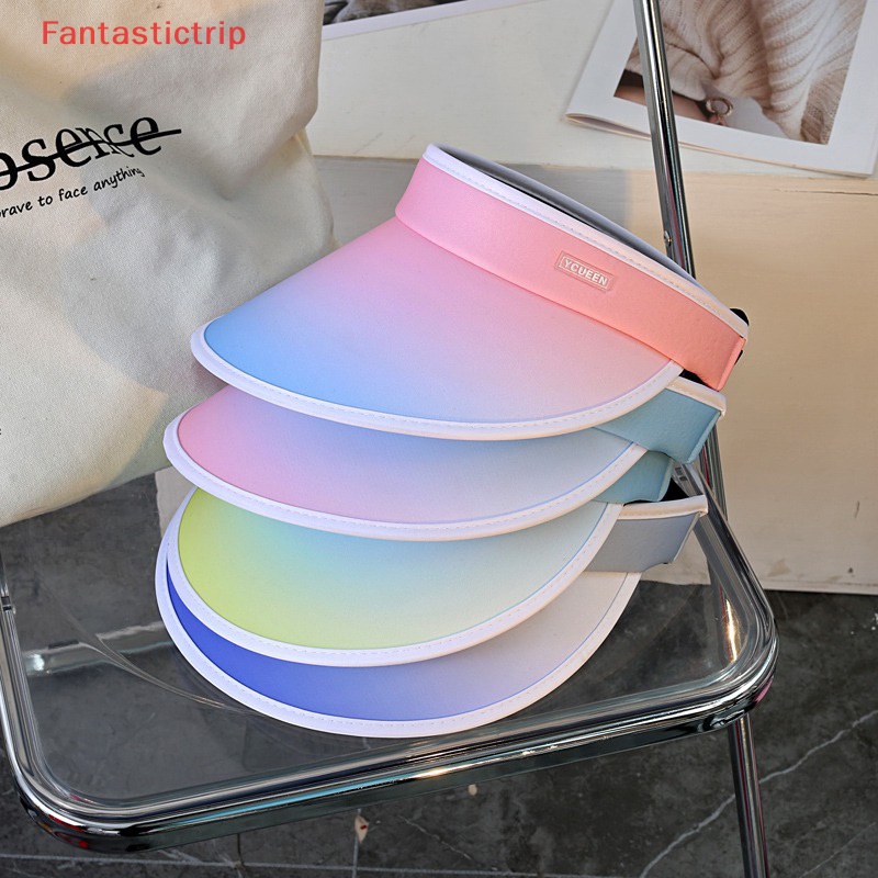 Mũ Chống Nắng Vành Rộng Hở Chóp Màu Gradient Chống Tia UV Có Thể Điều Chỉnh Kích Cỡ Thời Trang Mùa Hè Cho Nữ