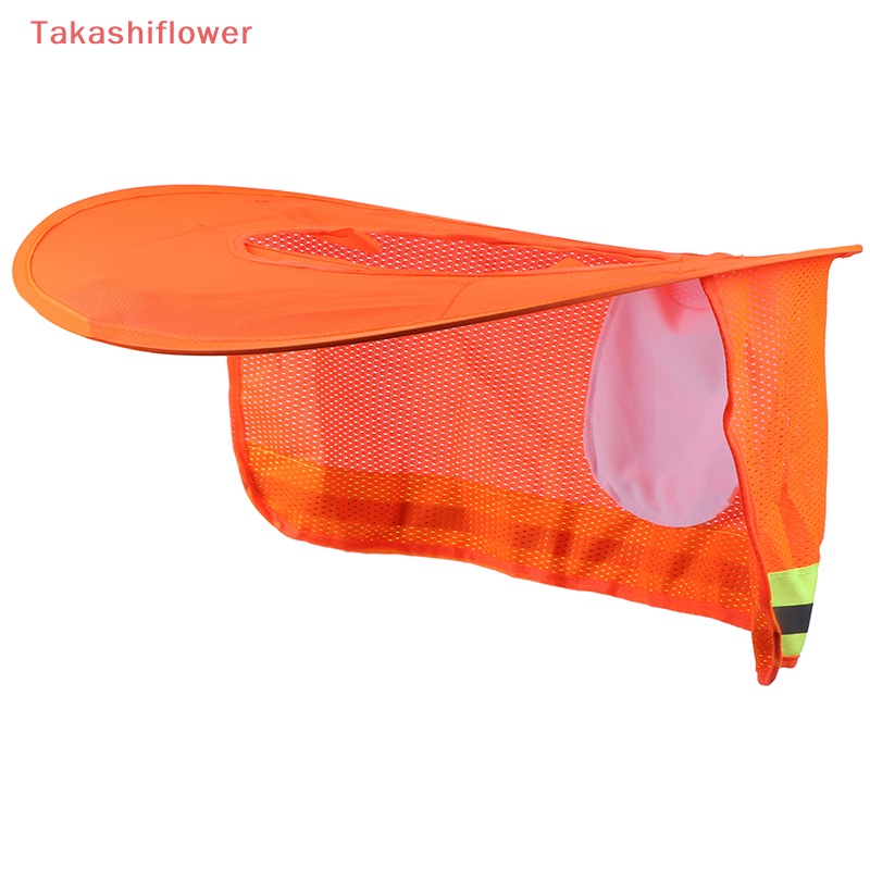 (Takashiflower) Mũ Cứng Chống Nắng Có Tấm Chắn Bảo Vệ Cổ Kẻ Sọc Phản Quang
