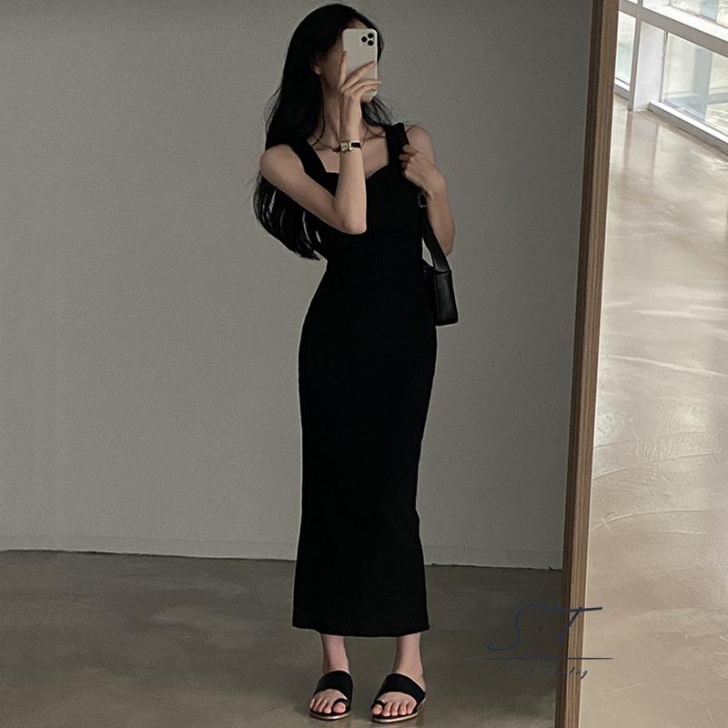 Đầm Hai Dây Dệt Kim Dáng Dài Màu Sắc Ngọt Ngào Thời Trang Mùa Hè CY03