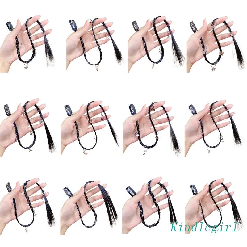 Bím Tóc Giả Y2K Màu Đen Có Kẹp Thời Trang Cho Nữ 20in