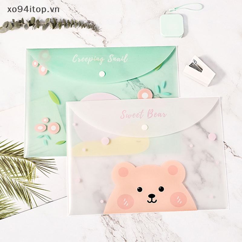 Túi Đựng Tài Liệu Khổ A4 Bằng PVC Trong Suốt Họa Tiết Hoạt Hình Chống Thấm Nước