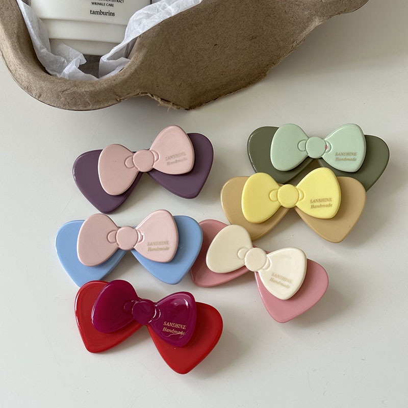 Kẹp Tóc Hình Nơ Màu Vàng Phong Cách Hàn Quốc Dễ Thương Cho Nữ