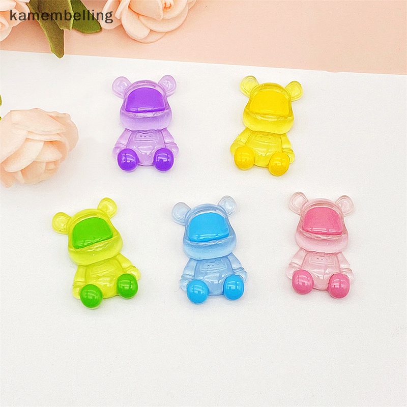 Dây Buộc Tóc Hình Gấu Màu Sắc Dạ Quang Mini Bằng Nhựa Resin Trang Trí Sân Vườn