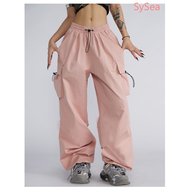 Quần Dài Lưng Cao Dáng Rộng Phối Túi Cá Tính Cho Nữ