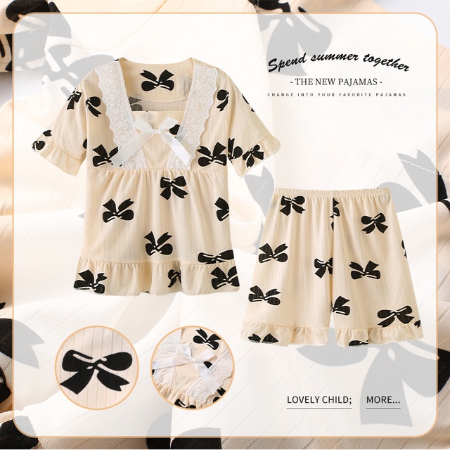 Bộ Đồ Ngủ Tay Ngắn In Hình Sanrio Hello Kitty Kuromi Cinnamoroll Dễ Thương Thời Trang Mùa Hè Cho Bé