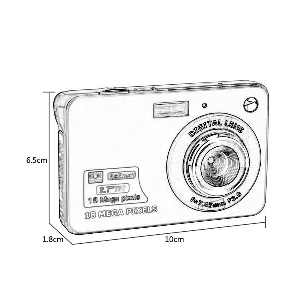 2.7 Inch Tft Lcd Display 18Mp 720P 8X Zoom Hd Digital Camera Anti-Shake Camcorder Videos Cmos Micro Children Gift [Q/2]