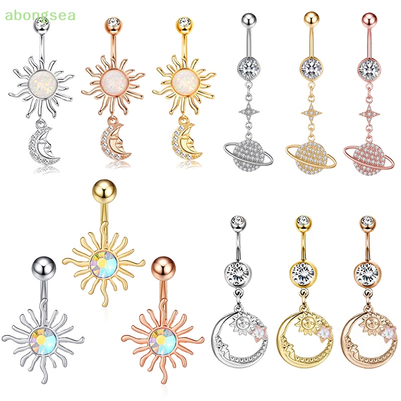 Khuyên Rốn Đính Đá Zircon Hình Mặt Trăng Thời Trang Cho Nữ