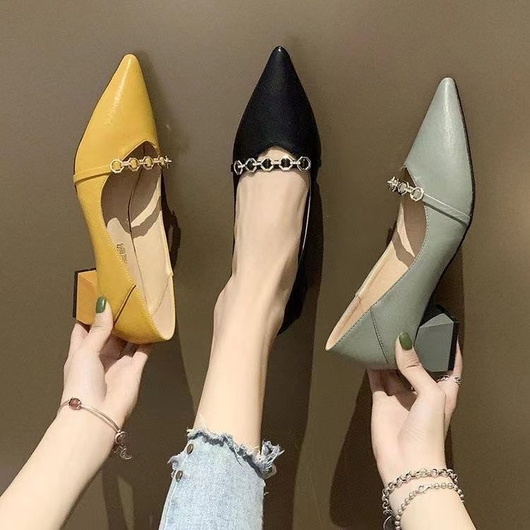 Giày Cao Gót 4cm Mũi Nhọn Thời Trang Mùa Thu 2023 Cho Nữ