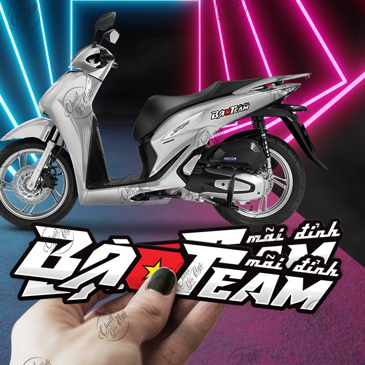 Combo 2 tem chế BÁO TEAM trang trí xe máy chất liệu chống thấm nước south vietnam scooter team svst