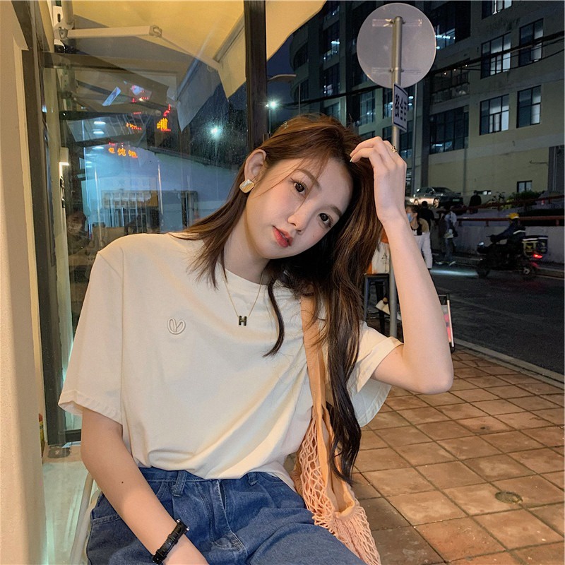 Áo Thun Tay Ngắn Cổ Tròn Dáng Rộng Phong Cách Thời Trang Harajuku Dành Cho Nữ