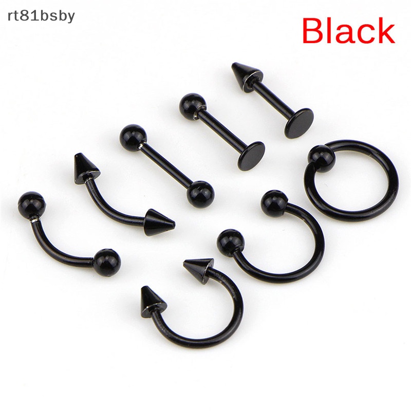 Set 8 Khuyên Mũi / Chân Mày / Môi 16G Bằng Thép Không Gỉ Cá Tính