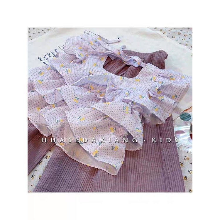 Set Áo Thun Ngắn Tay + Quần Ống Rộng Phong Cách Phương Tây Thời Trang Mùa Hè 2023 78O6 Cho Bé Gái