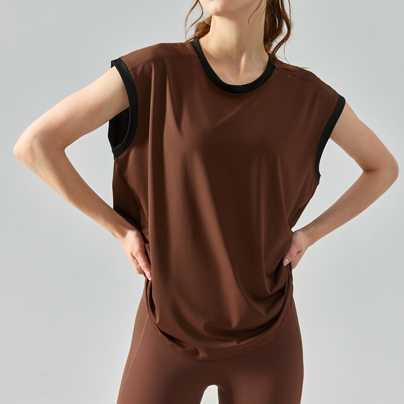 Áo Tank Top Thể Thao Tay Ngắn Màu Sắc Tương Phản Thời Trang