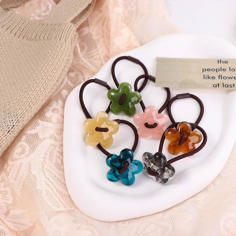 DANES Dây Buộc Tóc Cao Su Đính Nơ Họa Tiết Hoa Phong Cách Hàn Quốc Mới