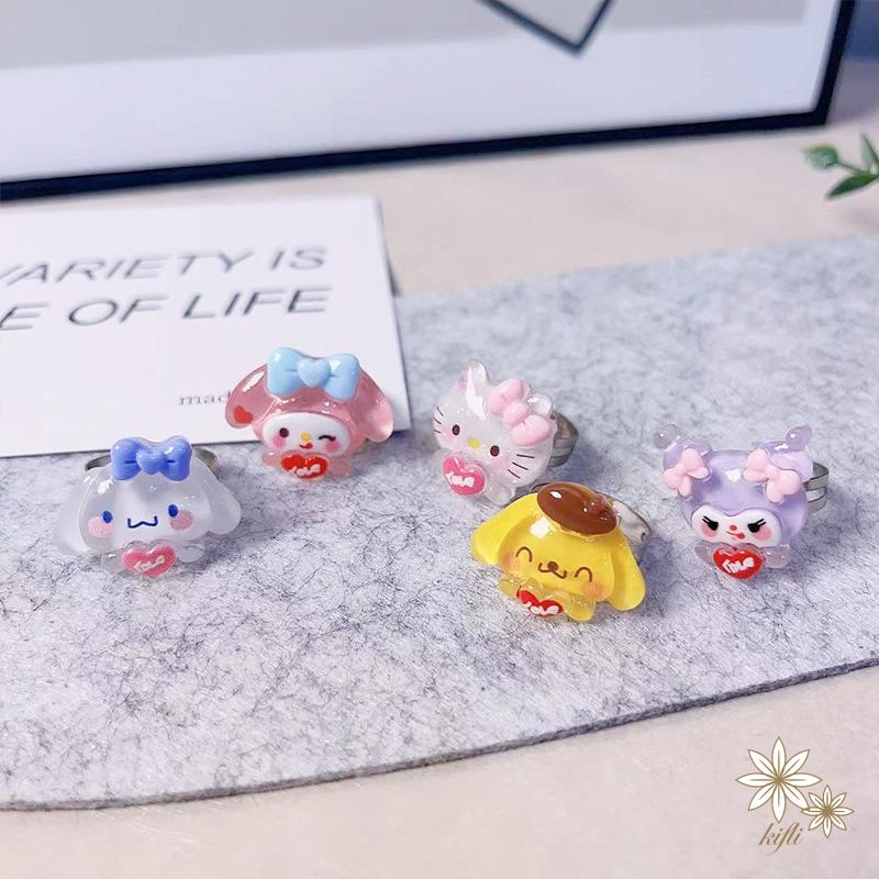 SANRIO Nhẫn Hình Chú Chó Cinnamon Dễ Thương Có Thể Điều Chỉnh Kulomi Cho Nữ