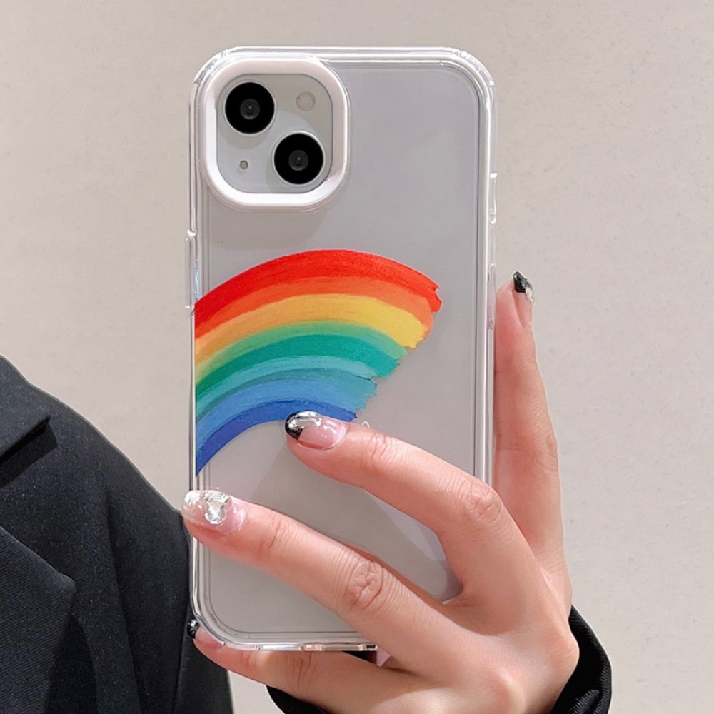 Ốp Điện Thoại TPU Mềm Chống Rơi In Hình Trái Tim Màu Cầu Vồng 3 Trong 1 Cho IPhone 14 Pro Max 13 12 11 Pro Max