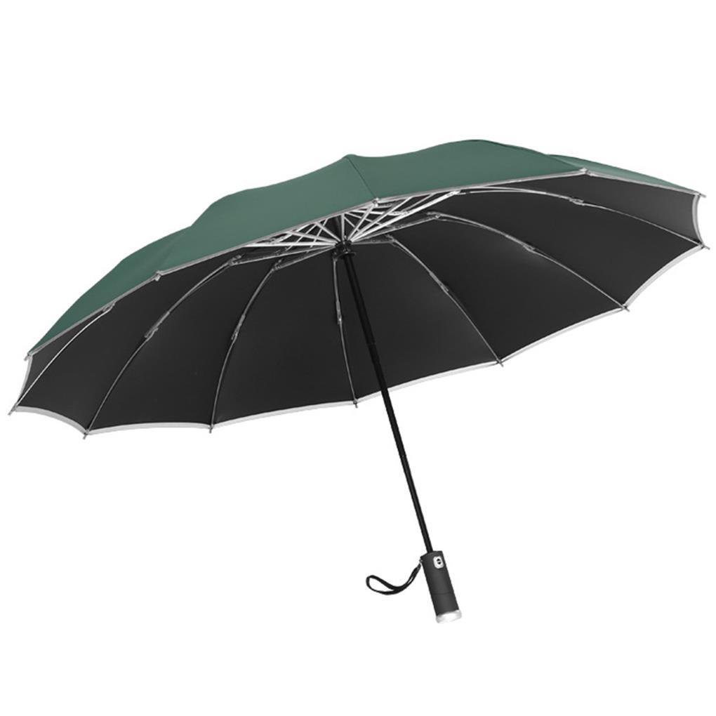 Dù Đảo Ngược Tự Động 12 Ribs Có Đèn LED Kẻ Sọc Phản Quang Cho Nam Và Nữ