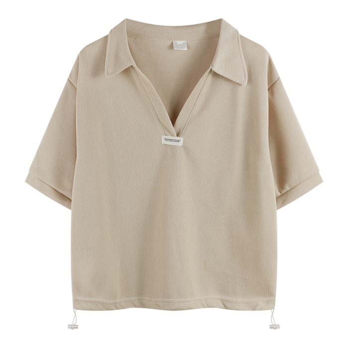 Áo Thun Polo Tay Ngắn Chất Liệu Cotton Phong Cách Hàn Quốc Thời Trang Cho Nữ