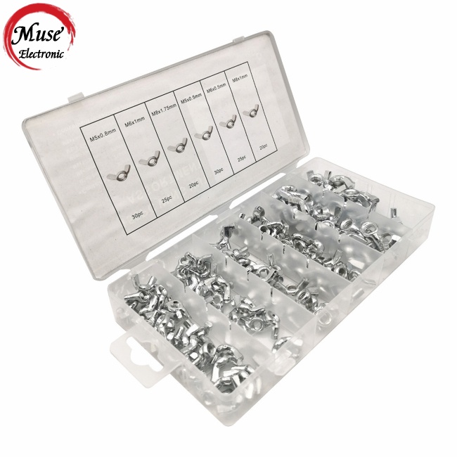 Bộ 150 Đai Ốc Cánh Bằng Hợp Kim Thép M5-m8 Nhiều Kích Thước