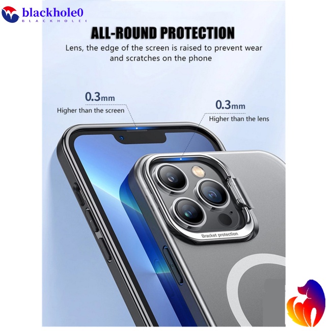 Ốp Điện Thoại Mặt Nhám Kèm Móc Xỏ Ngón Nam Châm Kim Loại Cho Iphone 14 Pro Max