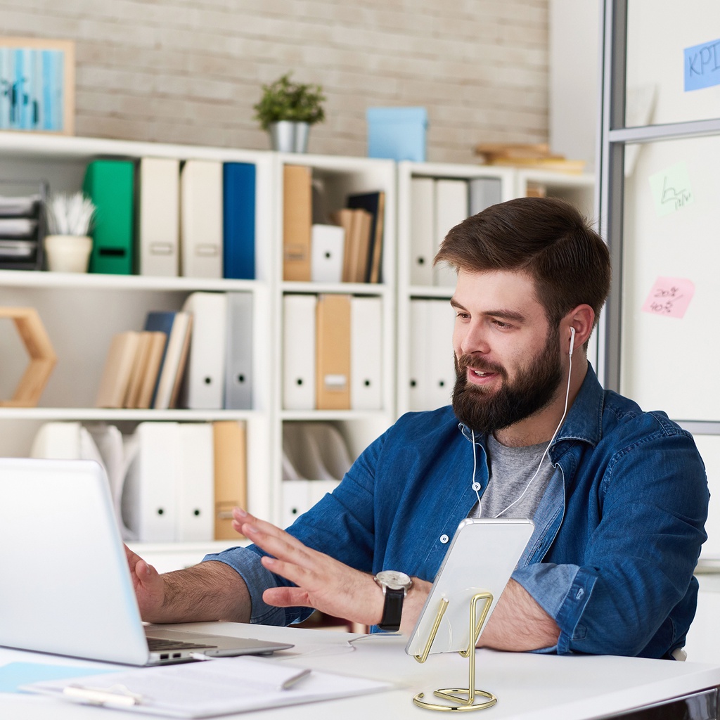 Set 2 Giá Đỡ Điện Thoại Bằng Kim Loại Để Bàn Tiện Lợi