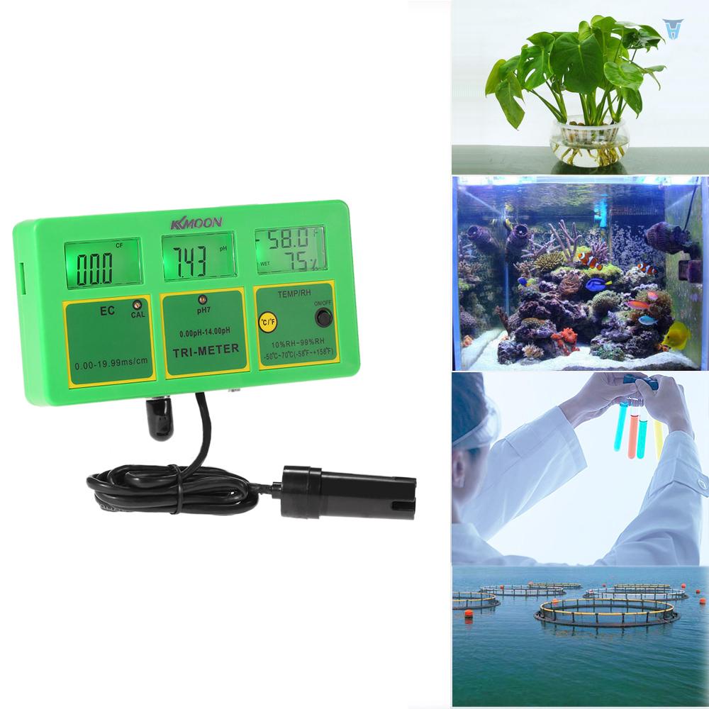 Máy Đo Đa Năng 4 Trong 1 Màn Hình LCD Chất Lượng Nước pH / RH / EC / TEMP