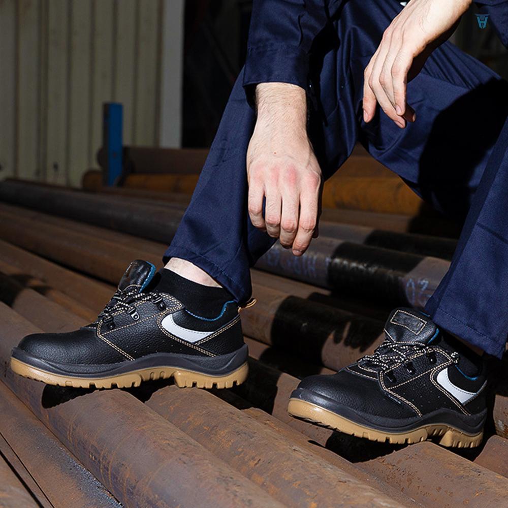 Yula) Giày Bảo Hộ Lao Động Bằng Da Bò Đế Dày Chống Trượt Thoáng Khí Có Mũi Thép Trang Trí Nhà Cửa Cho Nam
