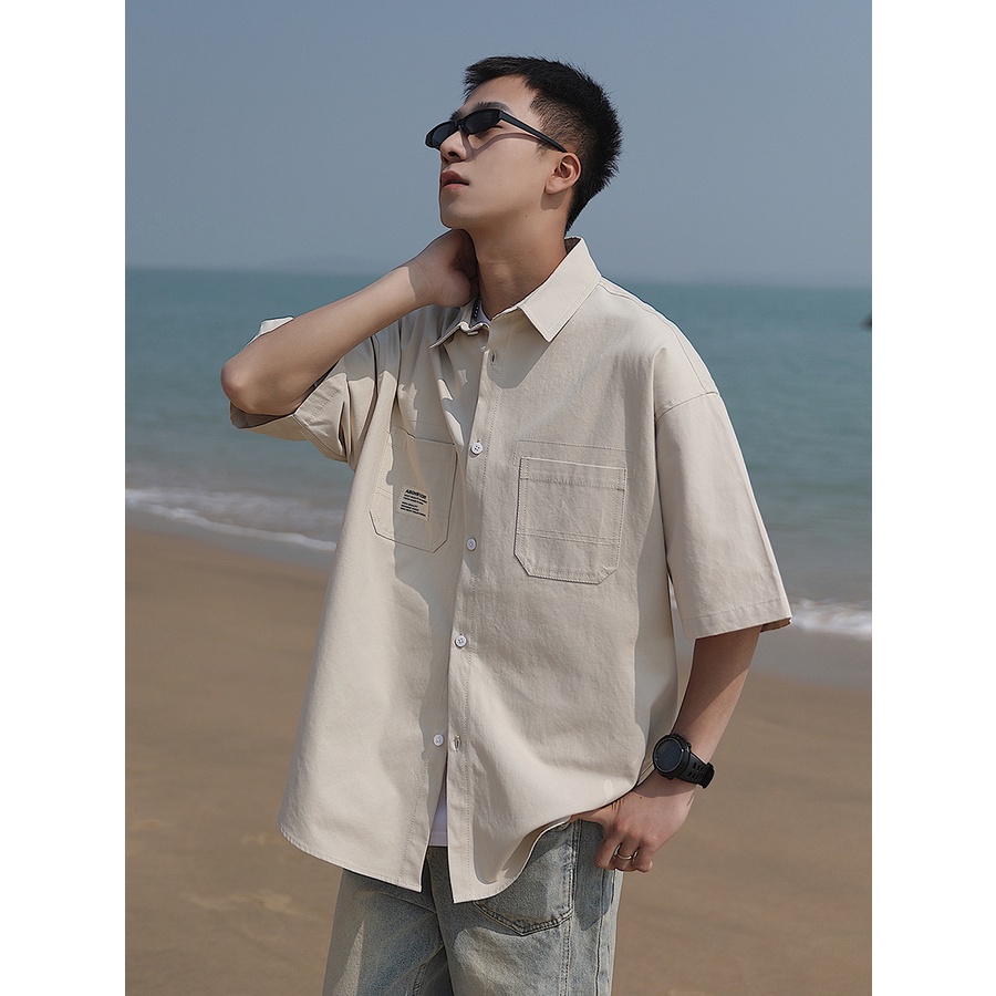 Áo Sơ Mi Ngắn Tay Dáng Rộng Phong Cách Retro Đường Phố Nhật Bản Thời Trang Mùa Hè Giản Dị Dành Cho Nam