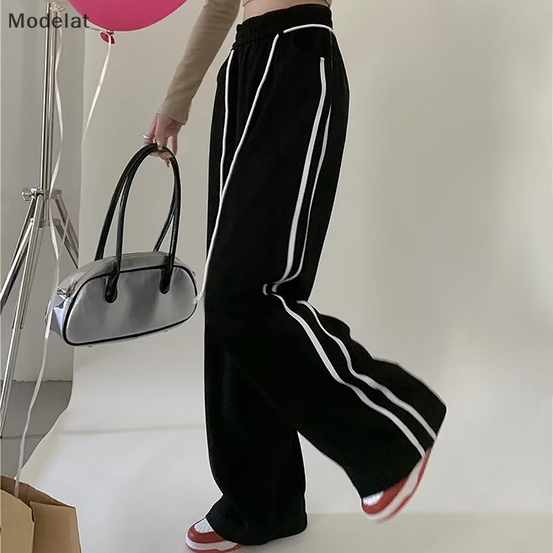 Quần Jogger MFC Y2K Lưng Cao Ống Rộng Có Dây Rút Màu Đen Thời Trang Đường Phố Mùa Xuân Hè