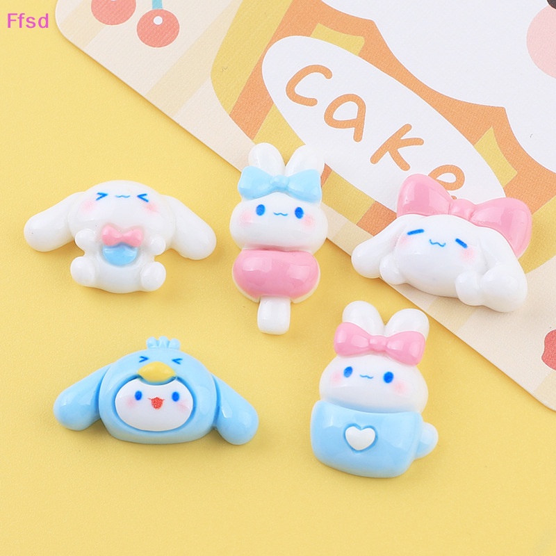 {Ffsd} Set 10 Phụ Kiện Kẹp Tóc Trang Sức / Điện Thoại Hình Chú Chó Trắng Đính Đá Lấp Lánh DIY