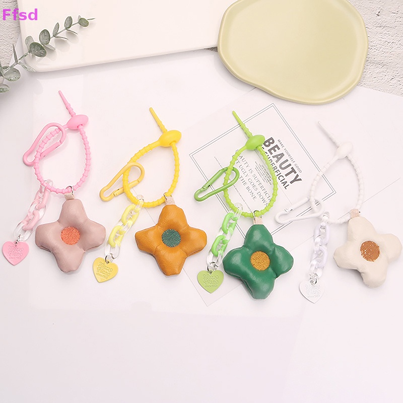 {Ffsd} Móc Khóa Trang Trí Túi Xách / Móc Khóa Hình Hoa / Trái Tim Bằng Da Đáng Yêu Sáng Tạo