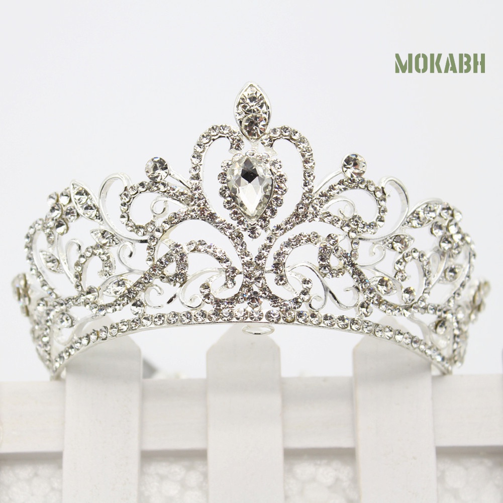 Cài Tóc Hình Vương Miện Tròn Đính Đá Thanh Lịch Dành Cho Cô Dâu