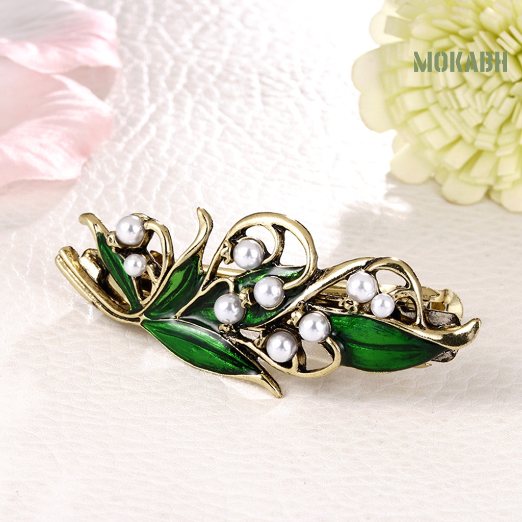 Kẹp Tóc Hình Lá Xanh Chống Trượt Kiểu Dáng Thanh Lịch