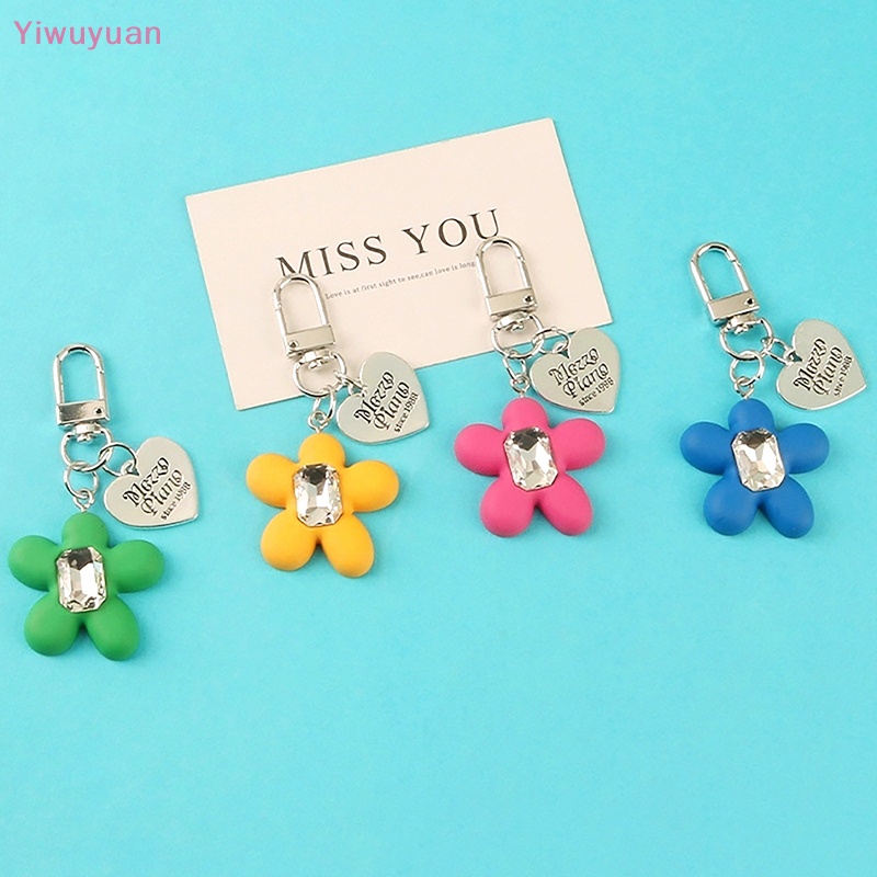 < Yiwuyuan > Móc Khóa Hình Hoa Trái Tim Đá Quý Nhiều Màu Trang Trí Ba Lô Xe Hơi Ch